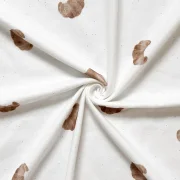 Baumwolljersey Croissant Off White – Restmeter | Jersey Stoff mit handgezeichneten Croissants
