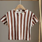 Kinder Oversize T-Shirt aus Bio Rib Jersey – Streifen Natural | Handgemachtes Unisex Shirt für Kinder