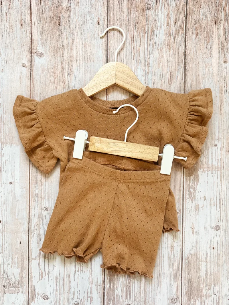Kinder Shorts Pointelle Caramel | Handmade