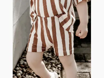 Kinder Shorts aus Bio Rib Jersey – Streifen Natural | Bequeme handgemachte Sommer Shorts für Babys & Kinder
