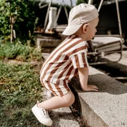Kinder Shorts aus Bio Rib Jersey – Streifen Natural | Bequeme handgemachte Sommer Shorts für Babys & Kinder