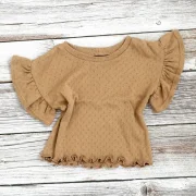 Kinder Volantshirt Pointelle Caramel | Kurzarm | Handmade