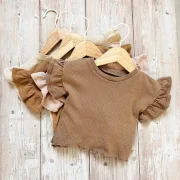 Kinder Volantshirt Pointelle Kakao | Kurzarm | Handmade