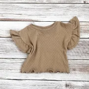 Kinder Volantshirt Pointelle Kakao | Kurzarm | Handmade