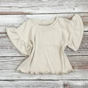 Kinder Volantshirt Pointelle Milk | Kurzarm | Handmade
